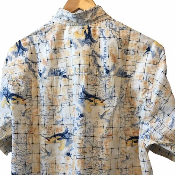 MENS CROSSINGS Cream Marlin Print Button Up Shirt - Picture 4 of 7